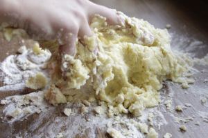 preparation of homemade potato gnocchi.