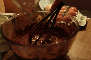 All the ingredients added with melted chocolate