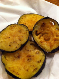 fried aubergines are tender