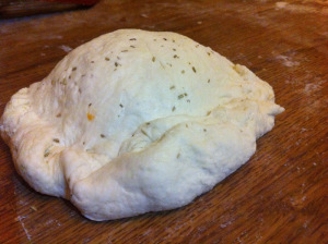 folded calzone with aubergines and cheese