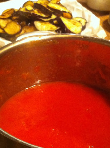 tomato sauce ready for melanzane alla parmigiana 